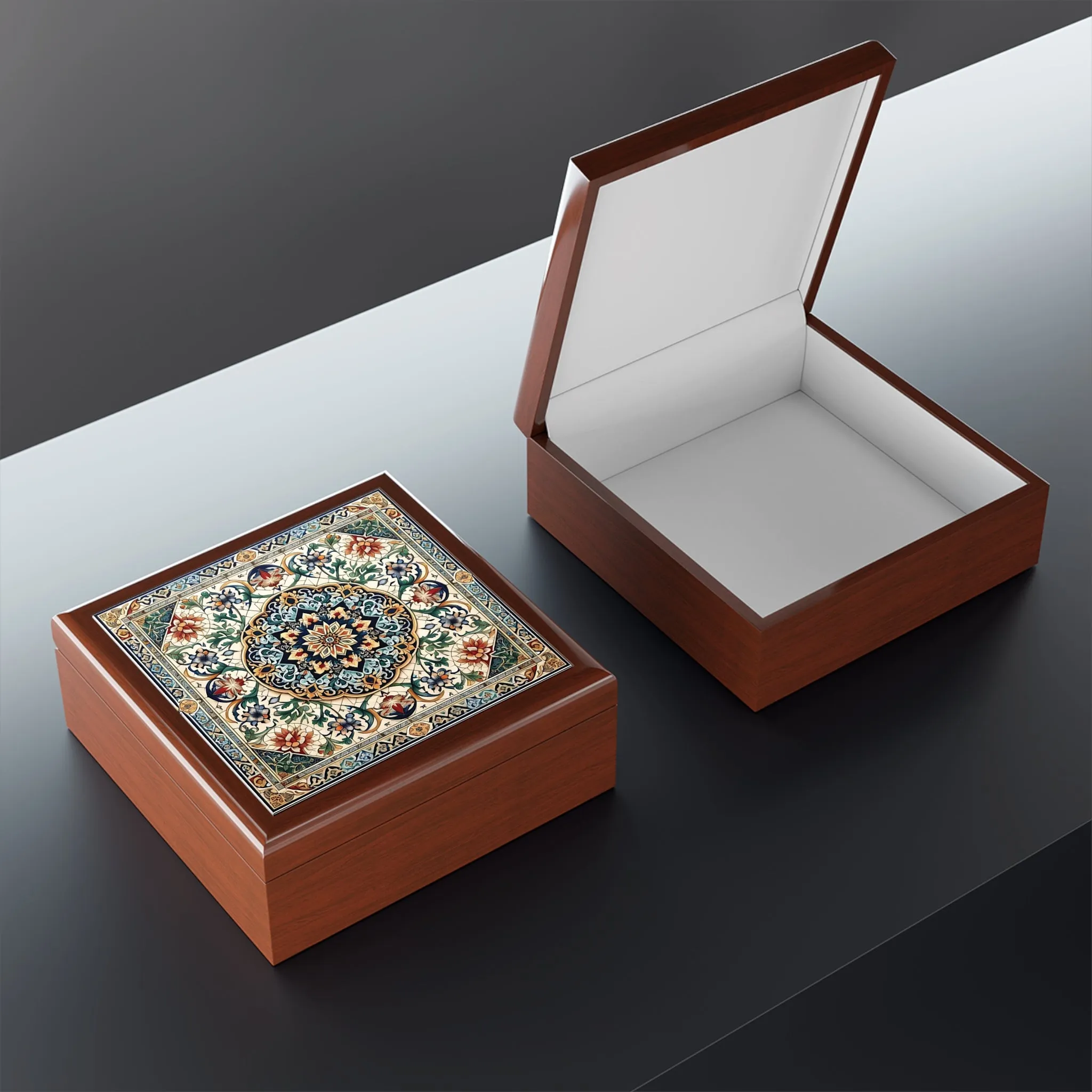 Traditional tile art colorful Jewelry Box traditional tile art
