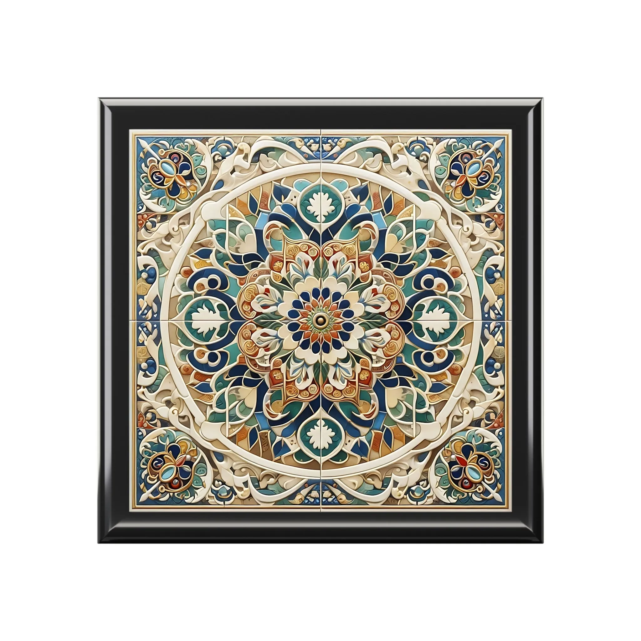 Traditional tile art pastel tones colorful Jewelry Box