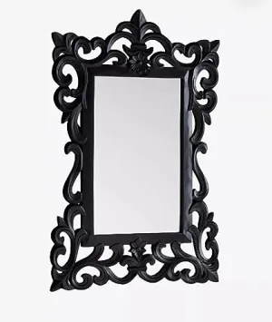 UPZING DECOR Wood Wall Mirror | Framed Wall Mirror | Wall hanging | for Home | Living Room | Bedroom | Only Frame with Out Mirror (36"x24")(Black)