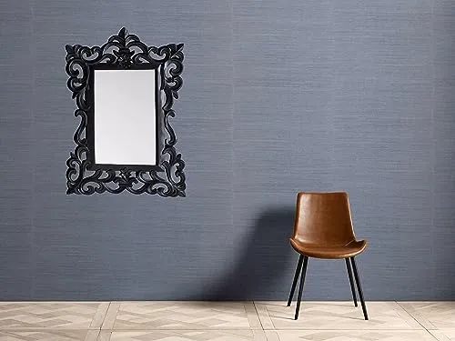 UPZING DECOR Wood Wall Mirror | Framed Wall Mirror | Wall hanging | for Home | Living Room | Bedroom | Only Frame with Out Mirror (36"x24")(Black)