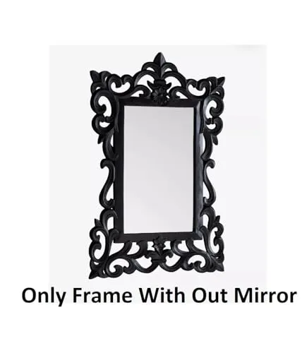 UPZING DECOR Wood Wall Mirror | Framed Wall Mirror | Wall hanging | for Home | Living Room | Bedroom | Only Frame with Out Mirror (36"x24")(Black)