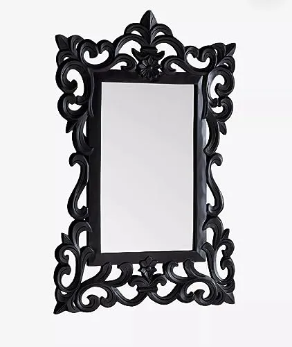 UPZING DECOR Wood Wall Mirror | Framed Wall Mirror | Wall hanging | for Home | Living Room | Bedroom | Only Frame with Out Mirror (36"x24")(Black)