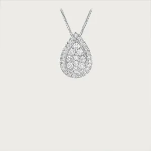 Versa Diamond Teardrop Pendant in 18K White Gold