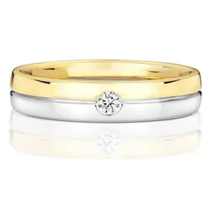 Wedding Band 9ct Diamond Wedding Two Tone Gents 5.0mm Ring RD723