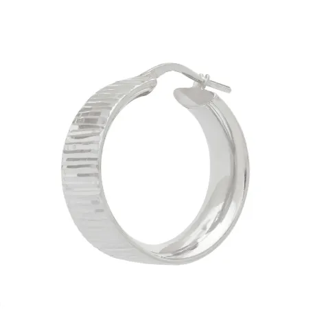 Wide, Sparkly Hoop Earrings - Silver