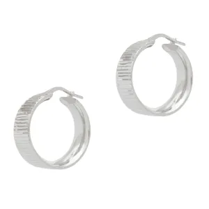 Wide, Sparkly Hoop Earrings - Silver