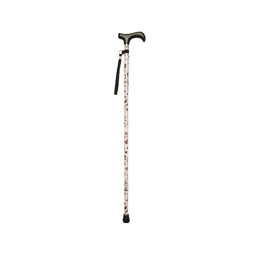 Ziggy Pink FLoral Height Adjustable Folding Walking Stick