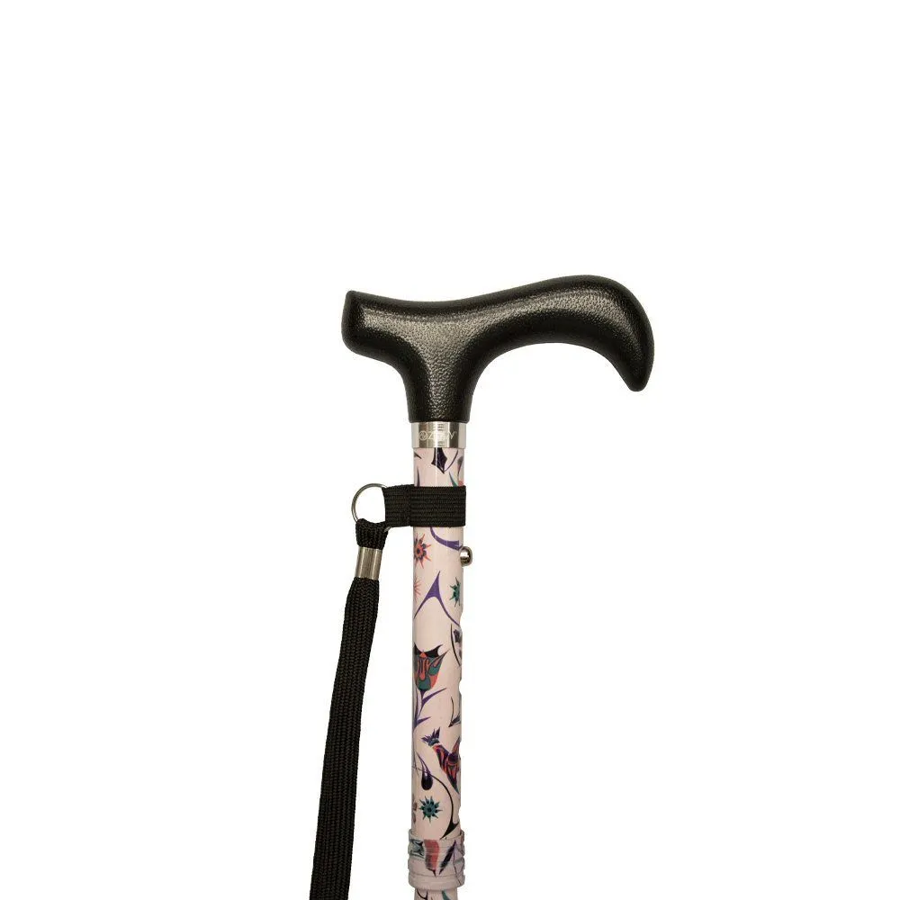 Ziggy Pink FLoral Height Adjustable Folding Walking Stick